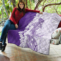 Polynesian Purple Plumeria Lei Quilt with Hammerhead Shark LT7 - Polynesian Pride