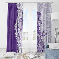 Polynesian Purple Plumeria Lei Window Curtain with Hammerhead Shark