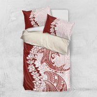 Polynesian Crimson Plumeria Lei Bedding Set with Hammerhead Shark