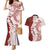 Polynesian Crimson Plumeria Lei Couples Matching Mermaid Dress and Hawaiian Shirt with Hammerhead Shark