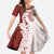 Polynesian Crimson Plumeria Lei Family Matching Off The Shoulder Long Sleeve Dress and Hawaiian Shirt with Hammerhead Shark