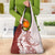 Polynesian Crimson Plumeria Lei Grocery Bag with Hammerhead Shark