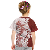 Polynesian Crimson Plumeria Lei Kid T Shirt with Hammerhead Shark LT7 - Polynesian Pride