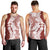 Polynesian Crimson Plumeria Lei Men Tank Top with Hammerhead Shark