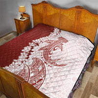 Polynesian Crimson Plumeria Lei Quilt with Hammerhead Shark LT7 - Polynesian Pride