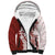 Polynesian Crimson Plumeria Lei Sherpa Hoodie with Hammerhead Shark