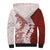 Polynesian Crimson Plumeria Lei Sherpa Hoodie with Hammerhead Shark