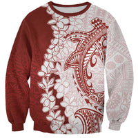 Polynesian Crimson Plumeria Lei Sweatshirt with Hammerhead Shark LT7 Unisex Red - Polynesian Pride