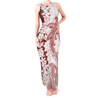 Polynesian Crimson Plumeria Lei Tank Maxi Dress with Hammerhead Shark
