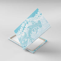 Polynesian Turquoise Plumeria Lei Canvas Wall Art with Hammerhead Shark