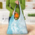Polynesian Turquoise Plumeria Lei Grocery Bag with Hammerhead Shark