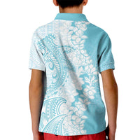 Polynesian Turquoise Plumeria Lei Kid Polo Shirt with Hammerhead Shark LT7 - Polynesian Pride