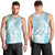 Polynesian Turquoise Plumeria Lei Men Tank Top with Hammerhead Shark