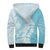 Polynesian Turquoise Plumeria Lei Sherpa Hoodie with Hammerhead Shark