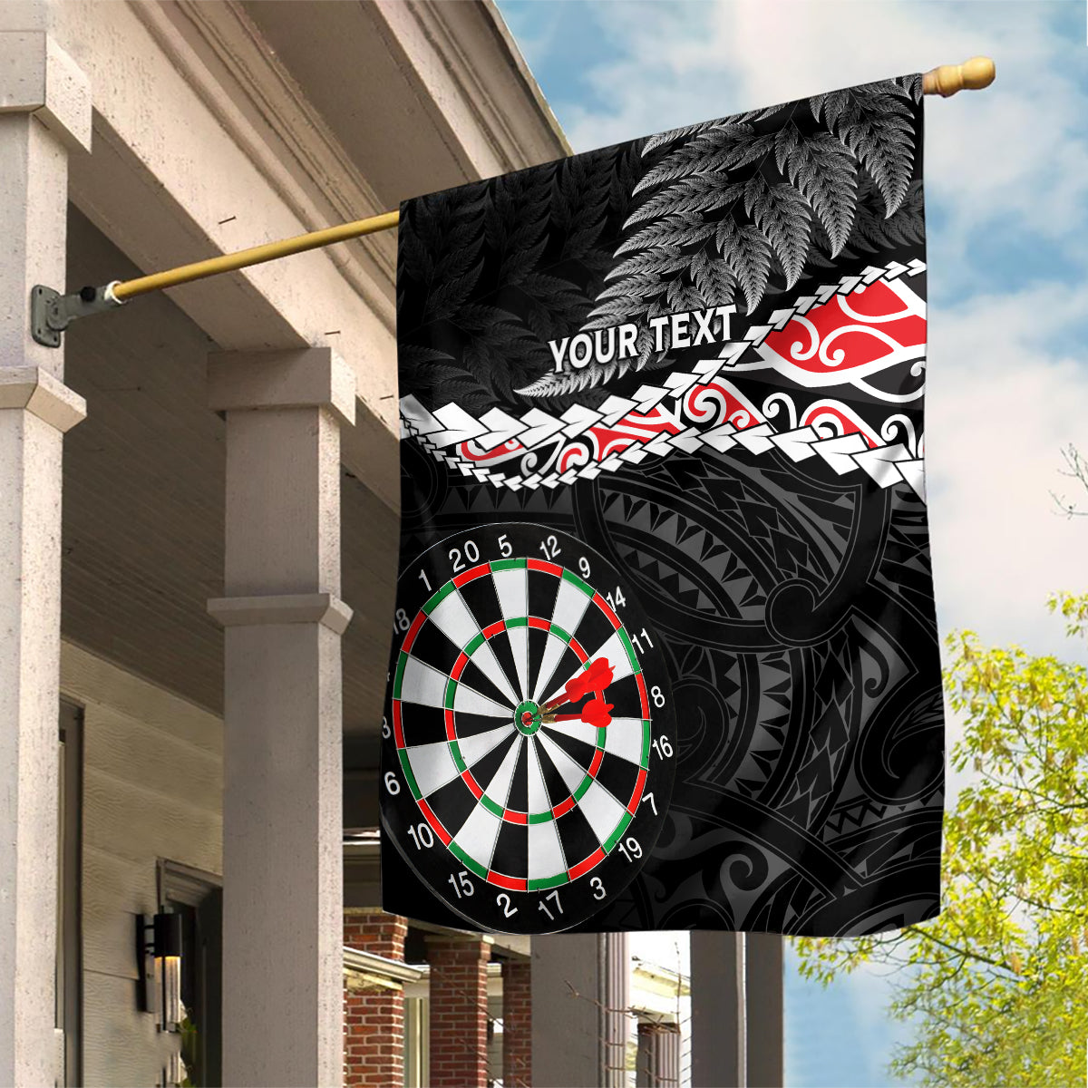 Personalised New Zealand Darts Garden Flag Maori Manaia LT7 House Flag Black - Polynesian Pride