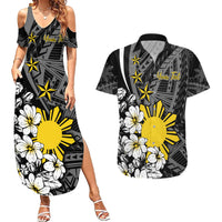 Philippines Sampaguita Personalised Couples Matching Summer Maxi Dress and Hawaiian Shirt Women's Day LT7 Black - Polynesian Pride