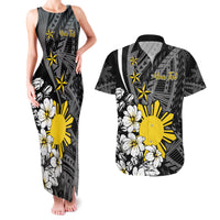 Philippines Sampaguita Personalised Couples Matching Tank Maxi Dress and Hawaiian Shirt Women's Day LT7 Black - Polynesian Pride
