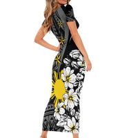 Philippines Sampaguita Personalised Short Sleeve Bodycon Dress Women's Day LT7 - Polynesian Pride
