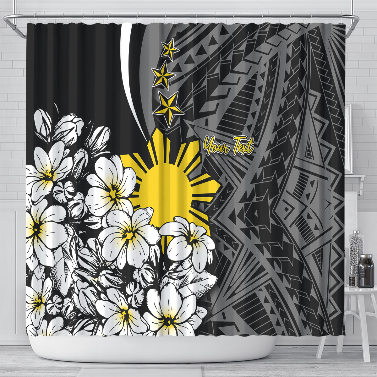 Philippines Sampaguita Personalised Shower Curtain Women's Day LT7 - Polynesian Pride