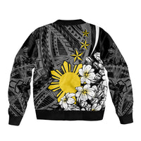 Philippines Sampaguita Personalised Sleeve Zip Bomber Jacket Women's Day LT7 - Polynesian Pride