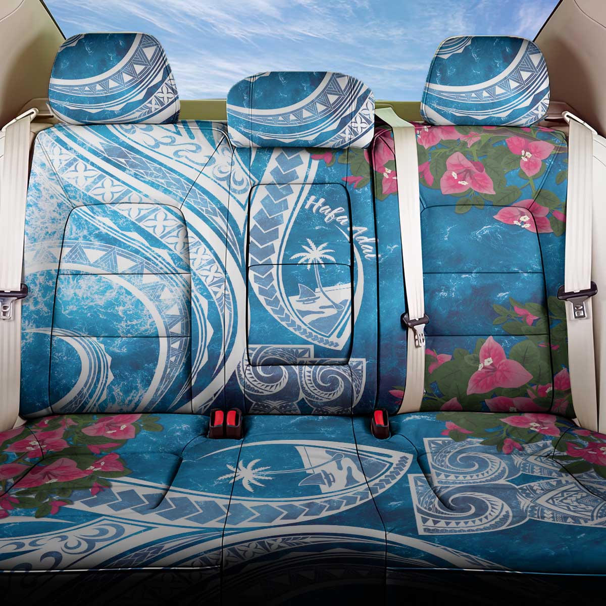 Hafa Adai Guam Back Car Seat Cover Crystal Waves