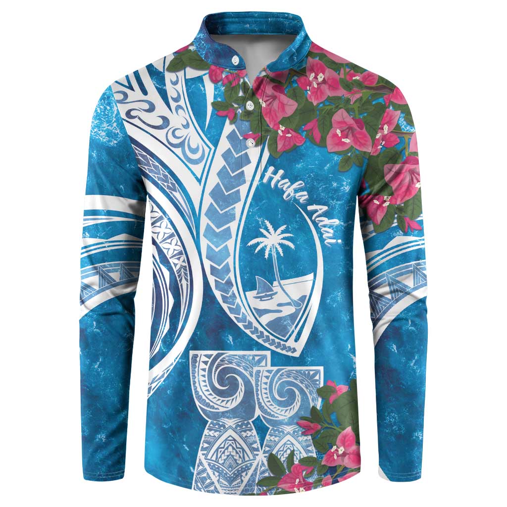 Hafa Adai Guam Button Sweatshirt Crystal Waves