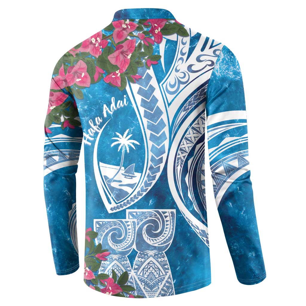 Hafa Adai Guam Button Sweatshirt Crystal Waves