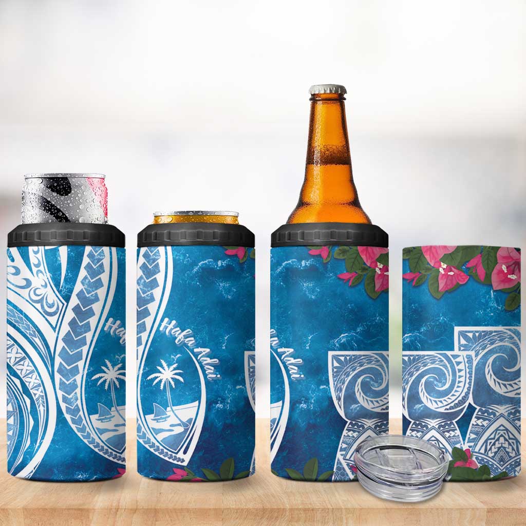 Hafa Adai Guam 4 in 1 Can Cooler Tumbler Crystal Waves LT7 - Polynesian Pride