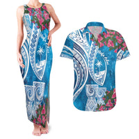 Hafa Adai Guam Couples Matching Tank Maxi Dress and Hawaiian Shirt Crystal Waves