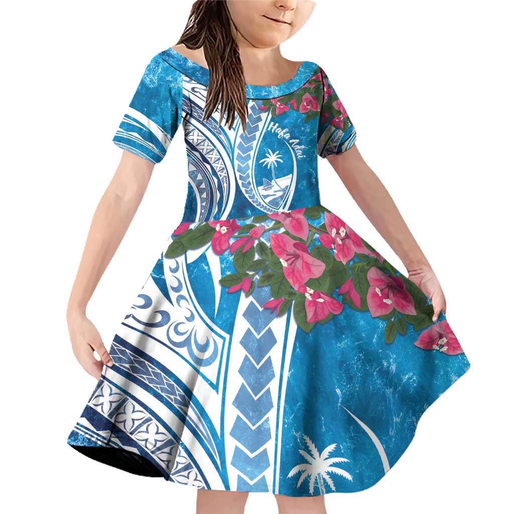 Hafa Adai Guam Family Matching Off Shoulder Short Dress and Hawaiian Shirt Crystal Waves