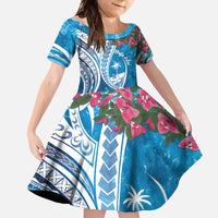Hafa Adai Guam Family Matching Short Sleeve Bodycon Dress and Hawaiian Shirt Crystal Waves