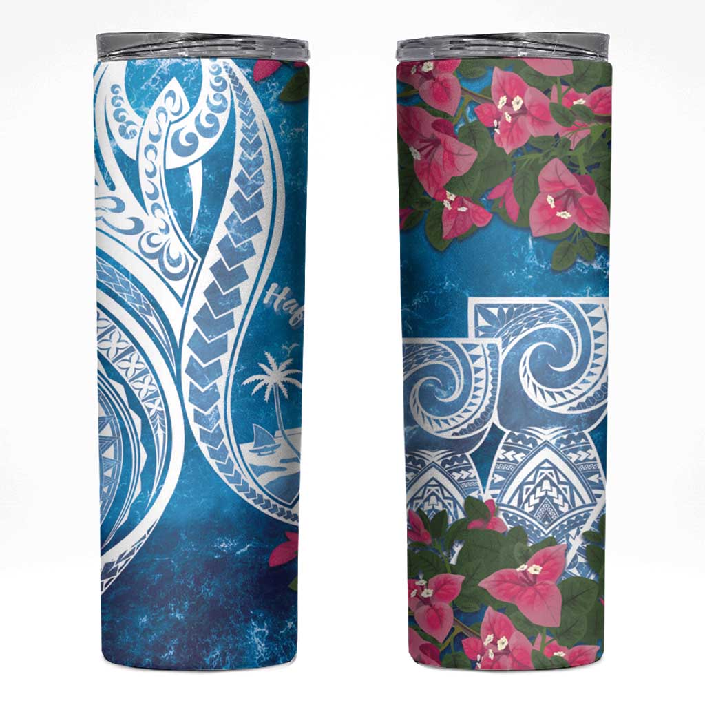 Hafa Adai Guam Skinny Tumbler Crystal Waves