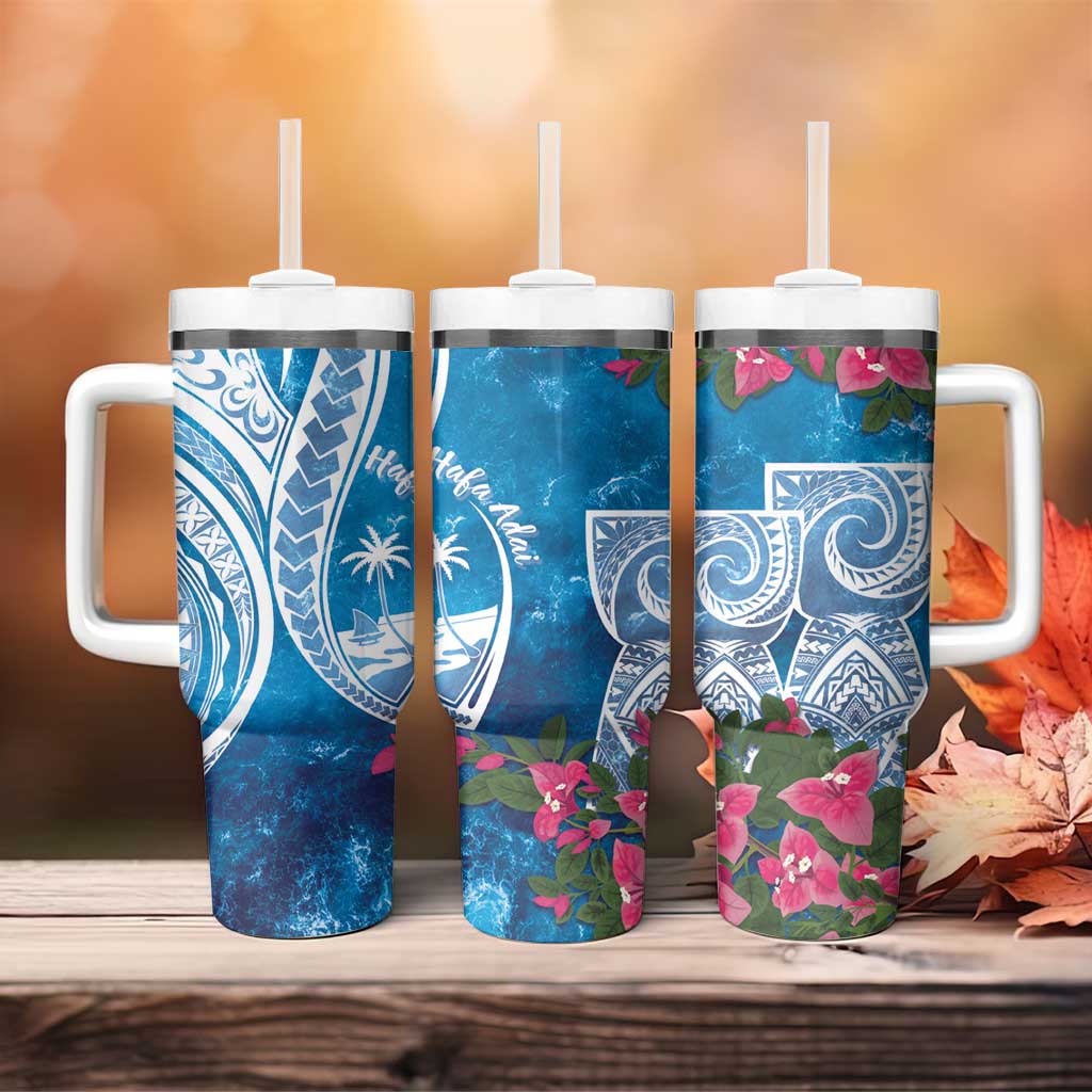 Hafa Adai Guam Tumbler With Handle Crystal Waves