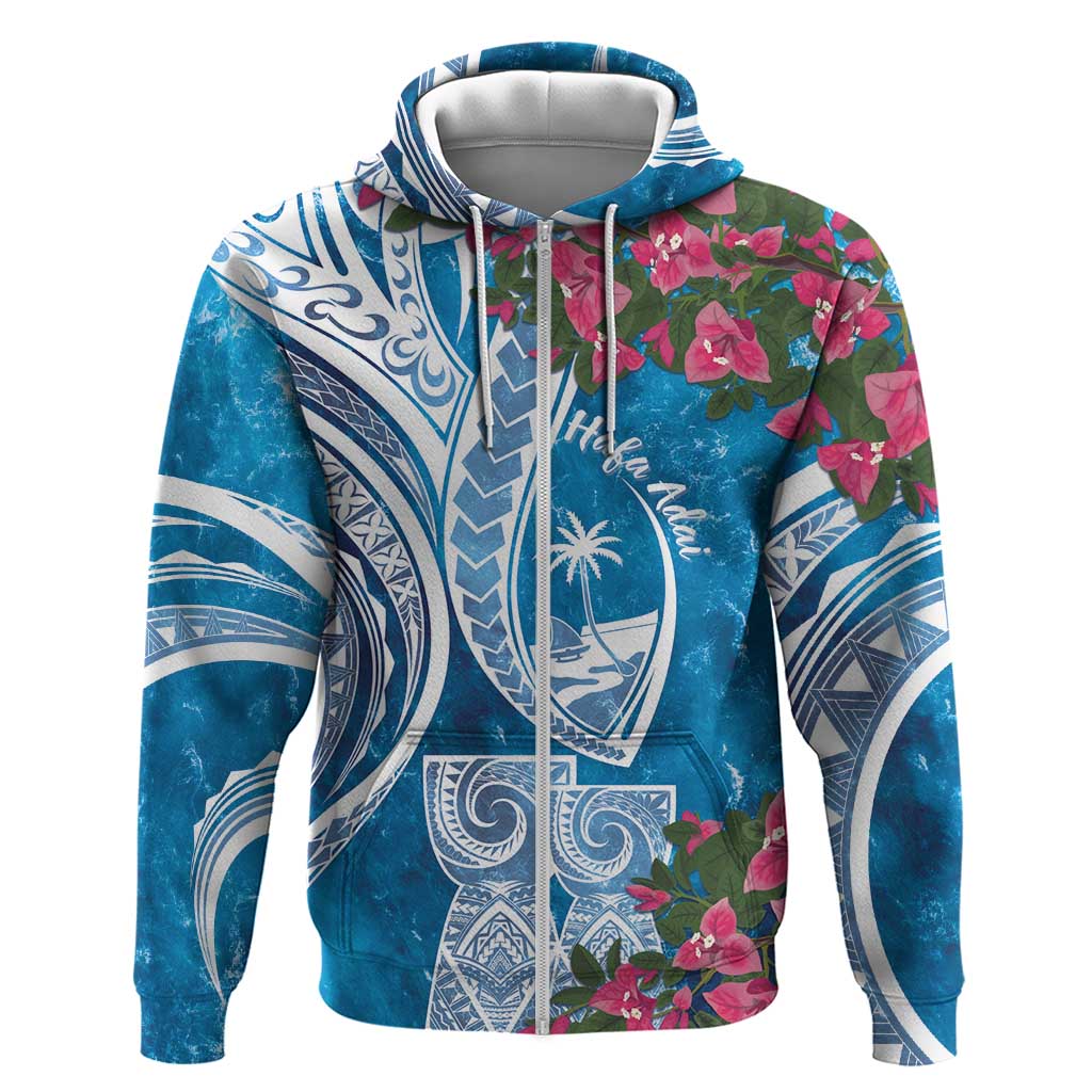 Hafa Adai Guam Zip Hoodie Crystal Waves