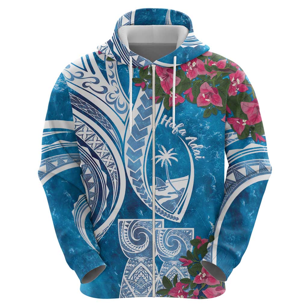 Hafa Adai Guam Zip Hoodie Crystal Waves