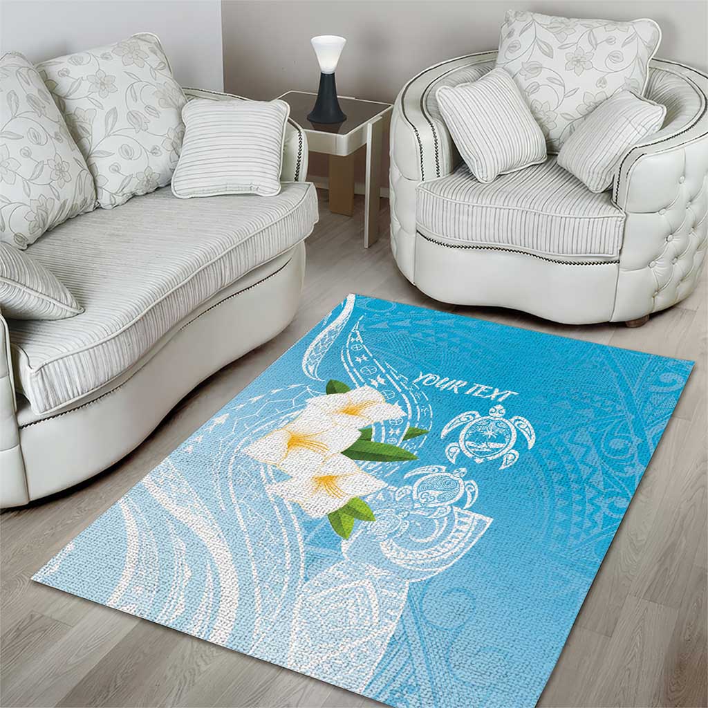 Personalized Guam Chamorro Area Rug Turtles and Guasali Flowers