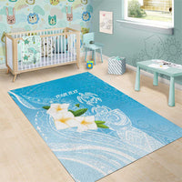 Personalized Guam Chamorro Area Rug Turtles and Guasali Flowers