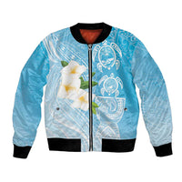 Personalized Guam Chamorro Bomber Jacket Turtles and Guasali Flowers LT7 Unisex Turquoise - Polynesian Pride
