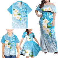 Personalized Guam Chamorro Family Matching Off Shoulder Maxi Dress and Hawaiian Shirt Turtles and Guasali Flowers