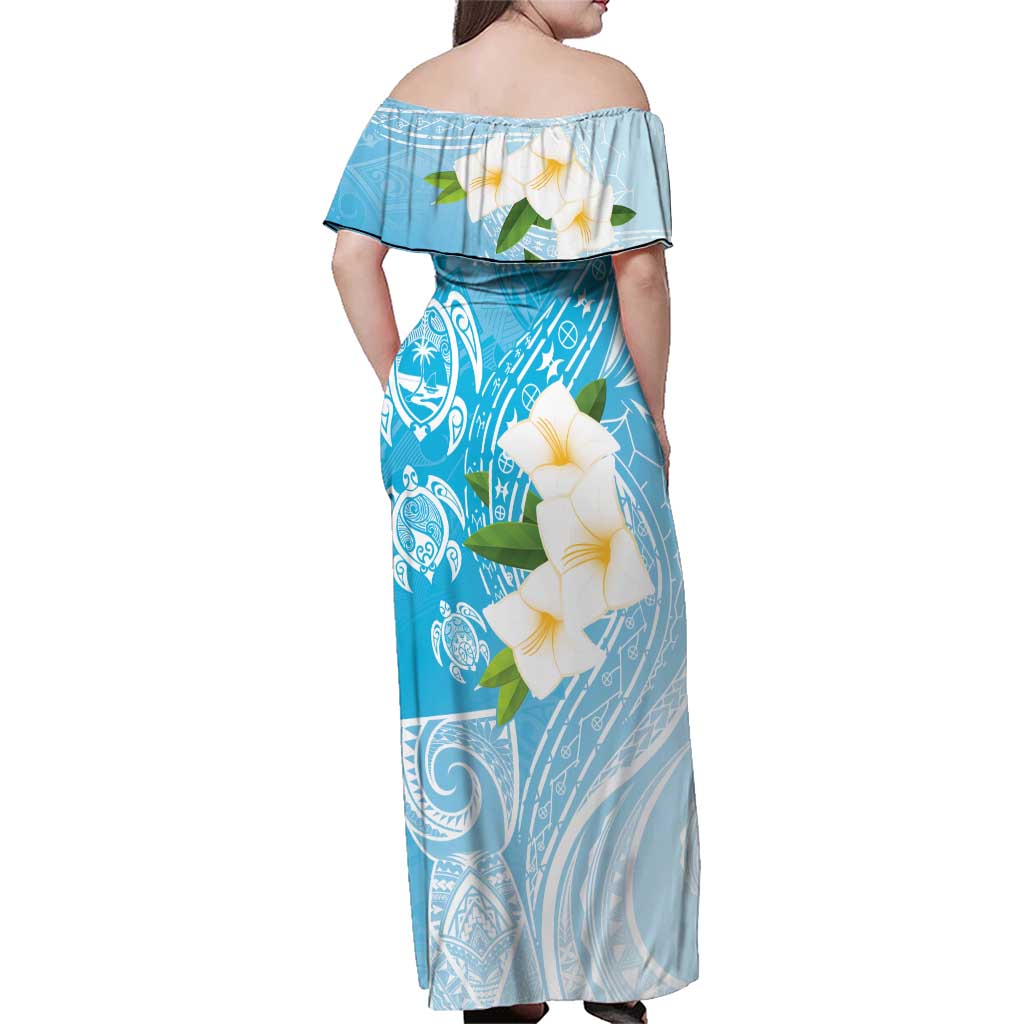 Personalized Guam Chamorro Family Matching Off Shoulder Maxi Dress and Hawaiian Shirt Turtles and Guasali Flowers