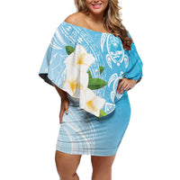 Personalized Guam Chamorro Family Matching Off Shoulder Short Dress and Hawaiian Shirt Turtles and Guasali Flowers