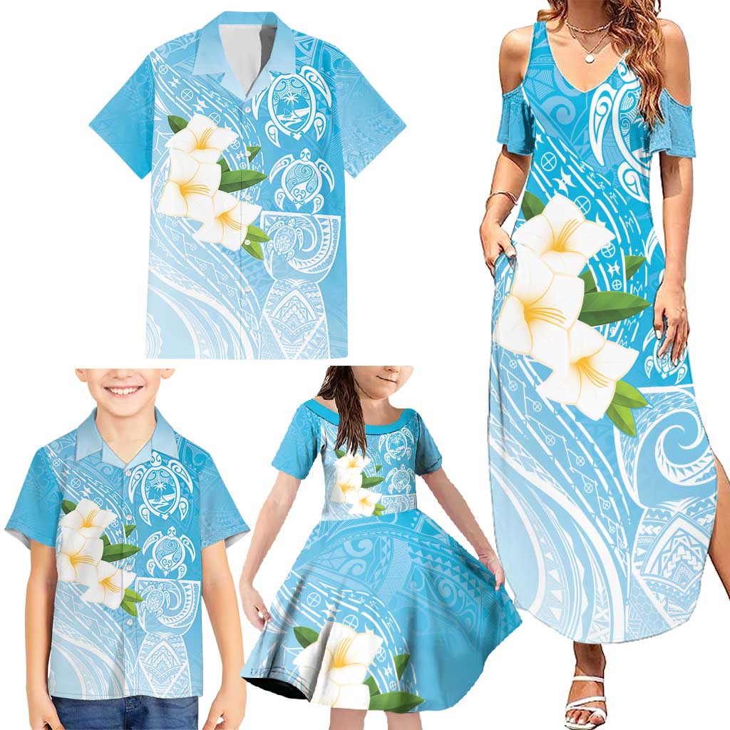 Personalized Guam Chamorro Family Matching Summer Maxi Dress and Hawaiian Shirt Turtles and Guasali Flowers