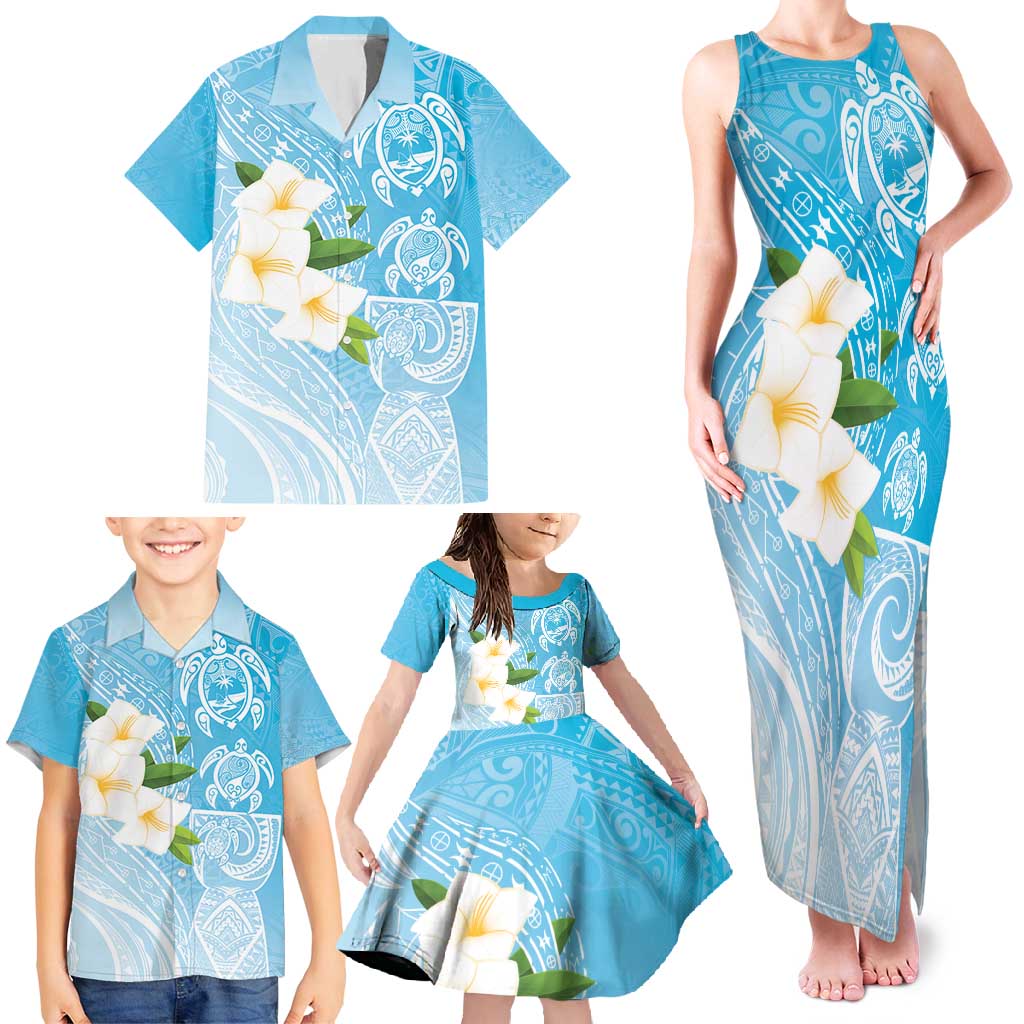Personalized Guam Chamorro Family Matching Tank Maxi Dress and Hawaiian Shirt Turtles and Guasali Flowers