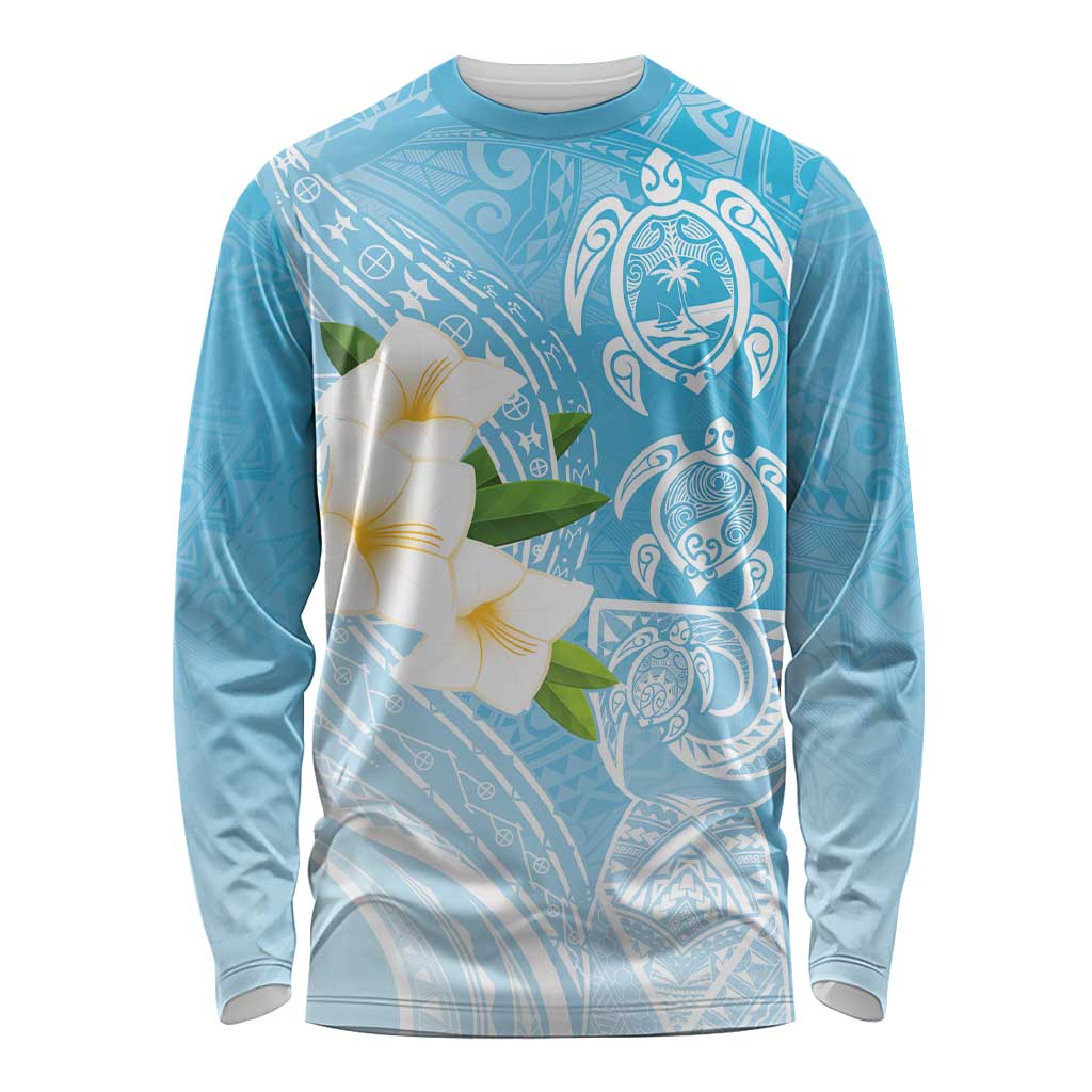 Personalized Guam Chamorro Long Sleeve Shirt Turtles and Guasali Flowers