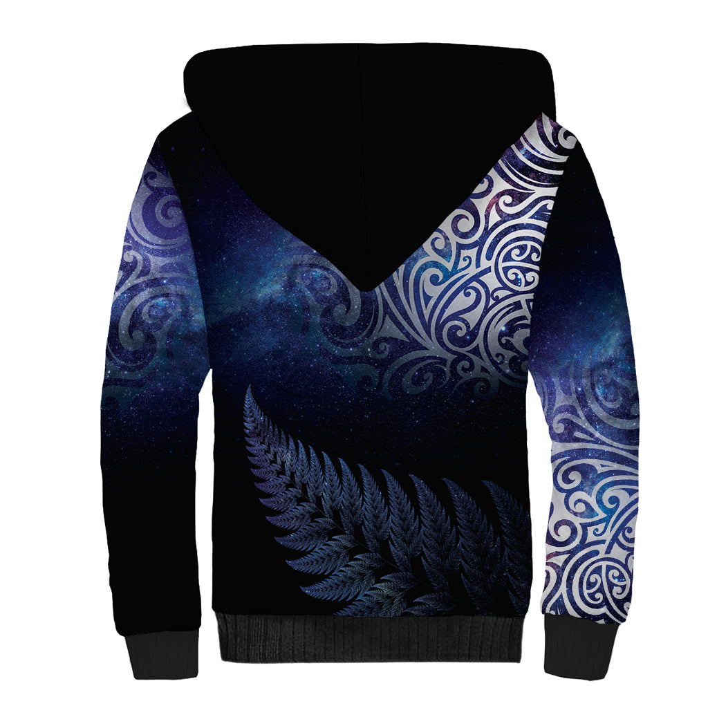 New Zealand Aotearoa Matariki Sherpa Hoodie Starry Silver Fern