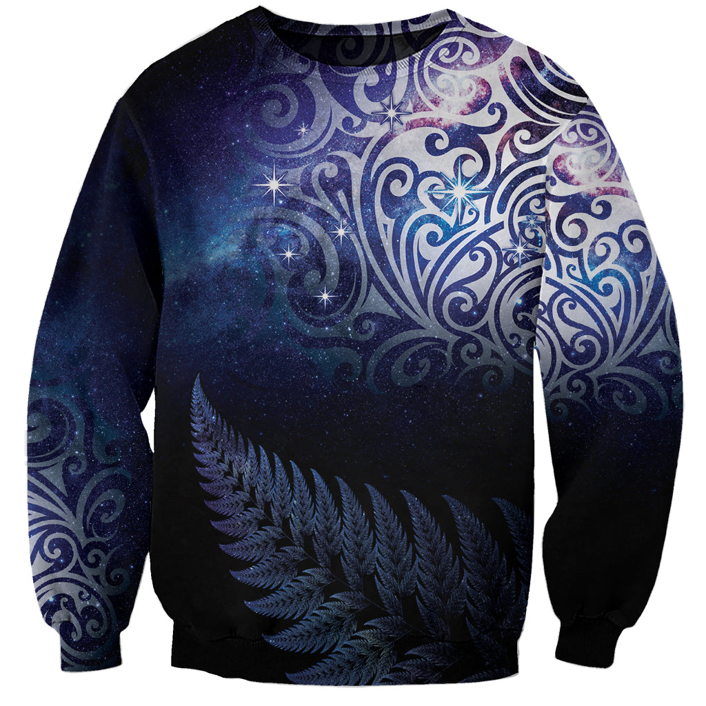New Zealand Aotearoa Matariki Sweatshirt Starry Silver Fern LT7 Unisex Galaxy - Polynesian Pride