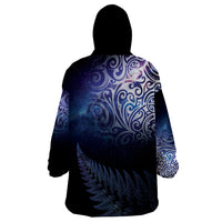 New Zealand Aotearoa Matariki Wearable Blanket Hoodie Starry Silver Fern LT7 - Polynesian Pride