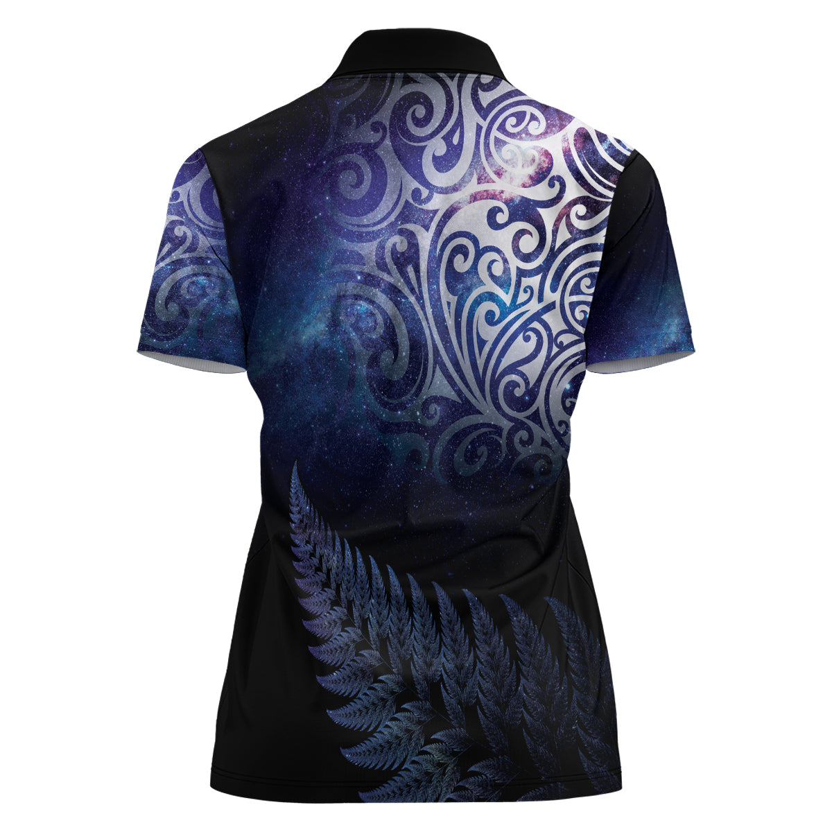 New Zealand Aotearoa Matariki Women Polo Shirt Starry Silver Fern LT7 - Polynesian Pride