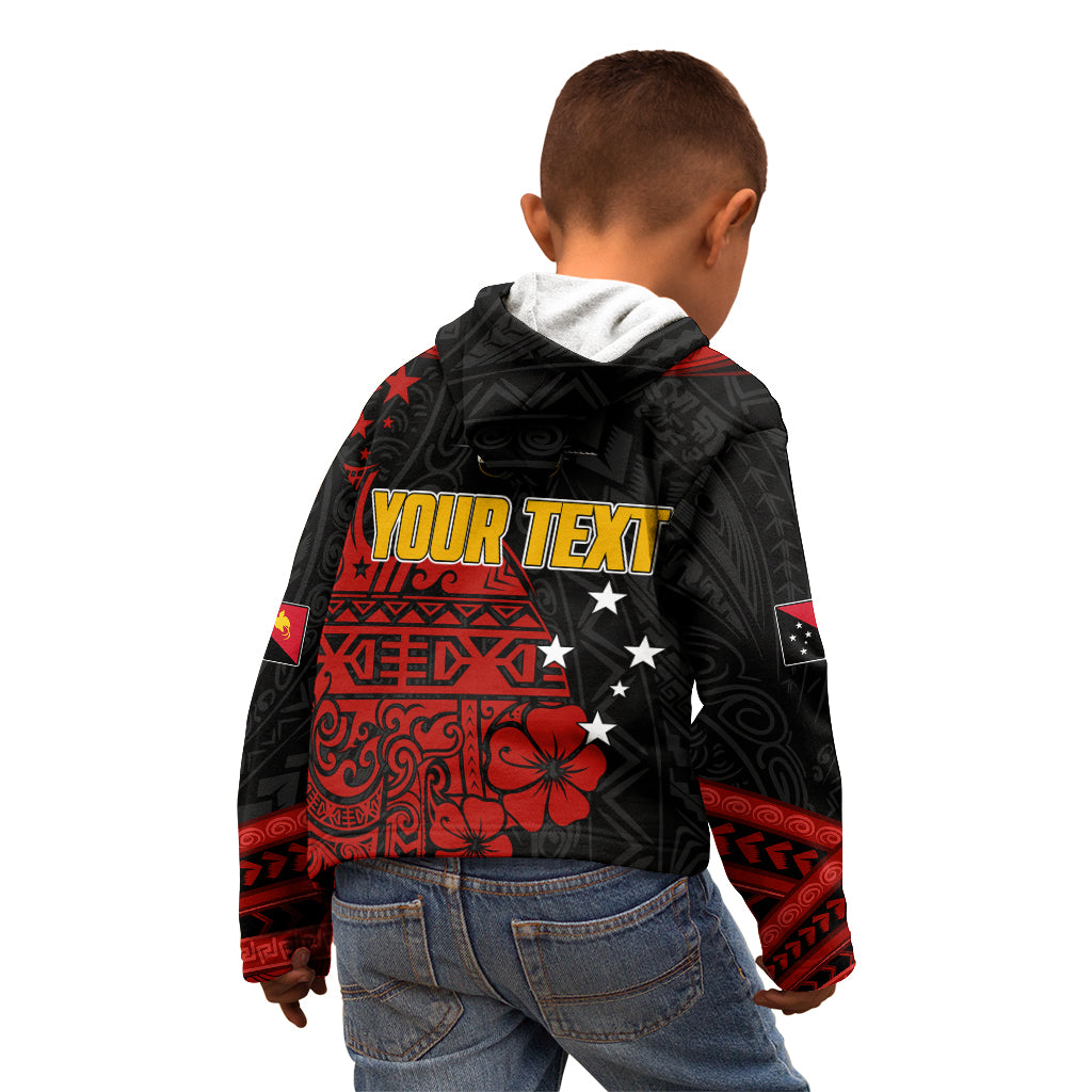 Personalised PNG Kumuls Rugby Kid Hoodie Motuan Mix Patterns LT7 - Polynesian Pride