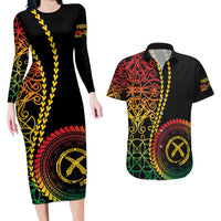 Proudly Ni-Van Sandroing Inspired Classic Style Couples Matching Long Sleeve Bodycon Dress and Hawaiian Shirt LT7 Colorful - Polynesian Pride